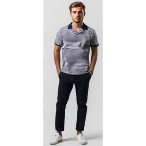 Polo Ralph Lauren Custom Fit Striped Cotton Short Sleeve Logo Blue Size X-Large